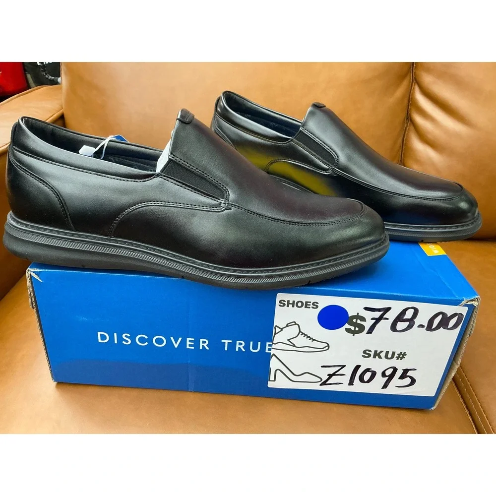 Nunn Bush Chase Work Slip On Mens 10.5W Black New Slip Resistant Memory Foam